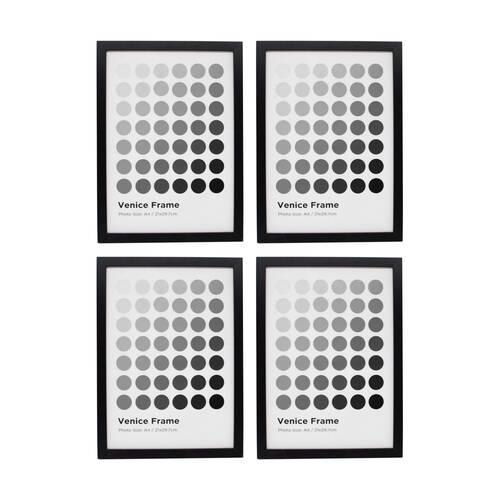 4PK Braz A4 Venice Image Photo Document Display Frame 29.7x21cm Black