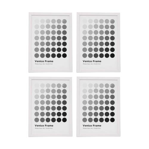 4PK Braz A4 Venice Image Photo Document Display Frame 29.7x21cm White