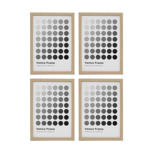 4PK Braz A4 Venice Image Photo Document Display Frame 29.7x21cm Beech