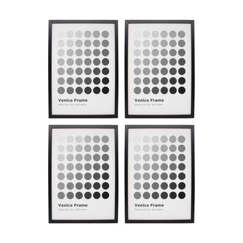 4PK Braz A3 Venice Image Photo Document Display Frame 29.7x42cm Black