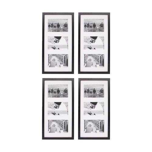 4PK Braz Venice Collage Image Photo Document Display Frame 8x16 Inches Black