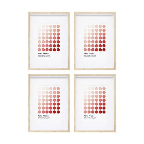 4PK Braz A4 Paris Image Photo Document Display Frame 29.7x21cm Beech