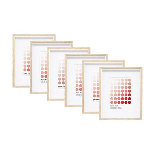 6PK Braz Paris Image Photo Document Display Frame 20x25cm Beech
