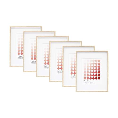 6PK Braz Paris Image Photo Document Display Frame 27.9x35.6cm Beech