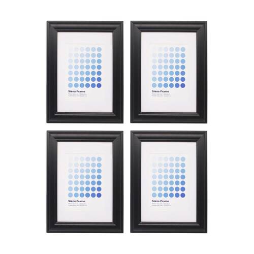 4PK Braz A4 Siena Image Photo Document Display Frame 29.7x21cm Black