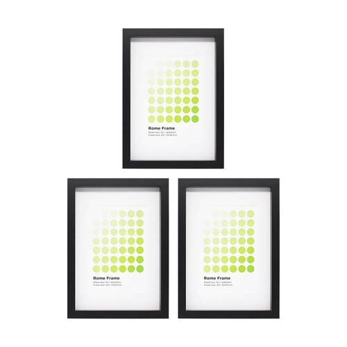 3PK Braz A4 Rome Image Photo Document Display Frame 29.7x21cm Black