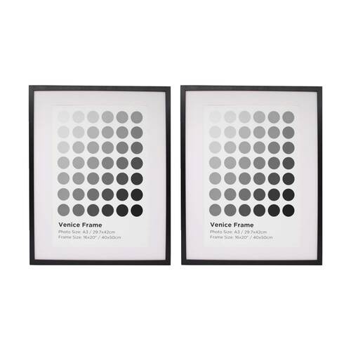 2PK Braz Venice Image Photo Document Display Frame 40x50cm Black