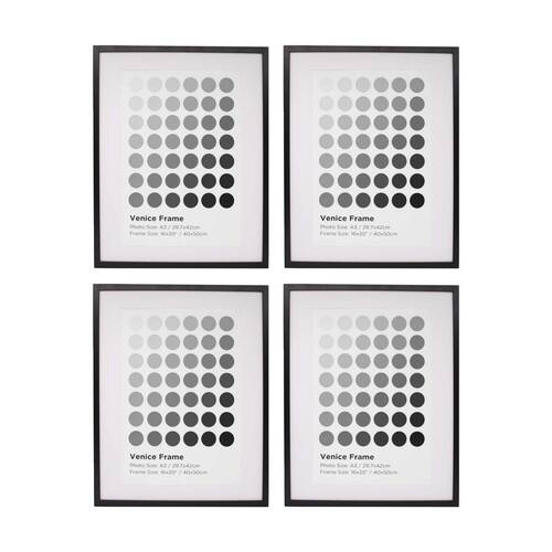 4PK Braz Venice Image Photo Document Display Frame 40x50cm Black