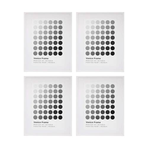 4PK Braz Venice Image Photo Document Display Frame 40x50cm White