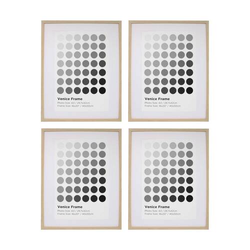 4PK Braz Venice Image Photo Document Display Frame 40x50cm Beech