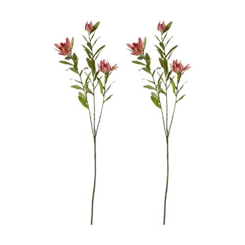 2PK E Style Protea Orientale Spray Pink Artificial Flower Floral Stem 42x16x99cm