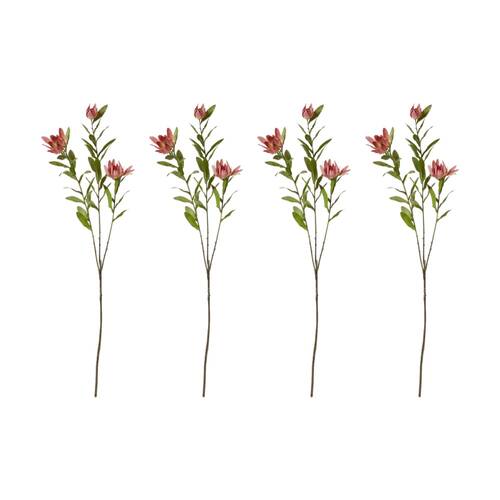 4PK E Style Protea Orientale Spray Pink Artificial Flower Floral Stem 42x16x99cm