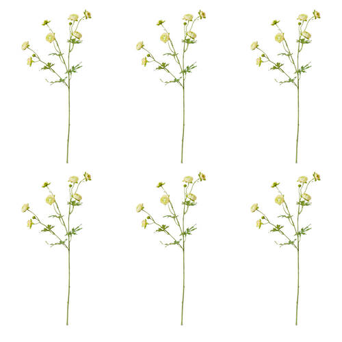 6PK E Style Ranunculus Spray Yellow Artificial Flower Stem 20x12x56cm
