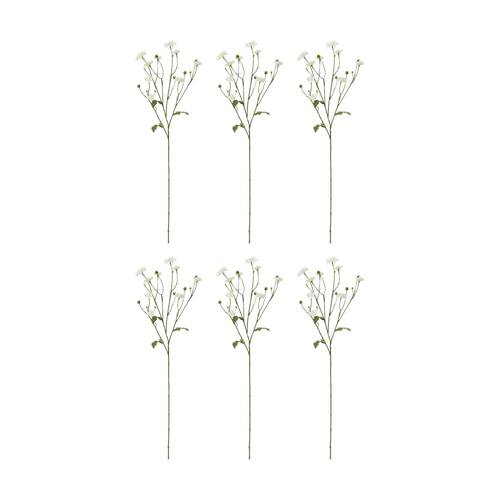 6PK E Style Dahlia Princess Spray White Artificial Floral Stem 20x12x69cm