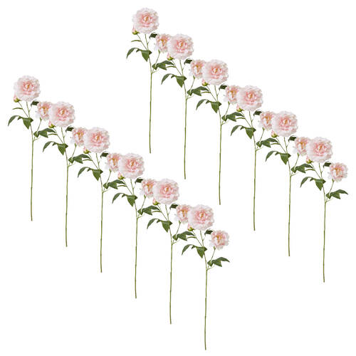 12PK E Style Peony Lillian Spray Soft Pink Artificial Flower Stem 20x20x74cm