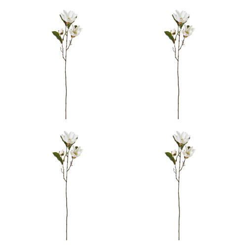 4PK E Style Magnolia River Spray White Artificial Flower Stem 25x15x69cm