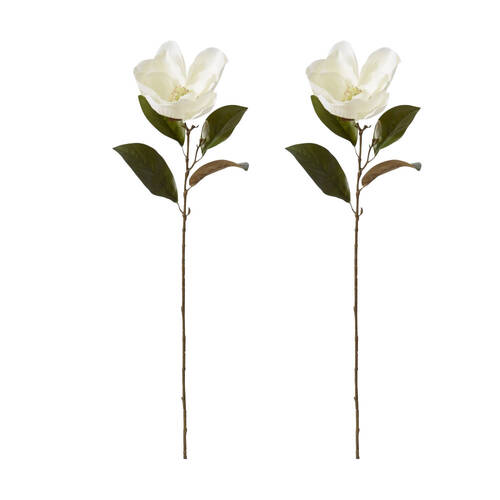 2PK E Style Magnolia Floral Stem White Artificial Flower 20x14x74cm