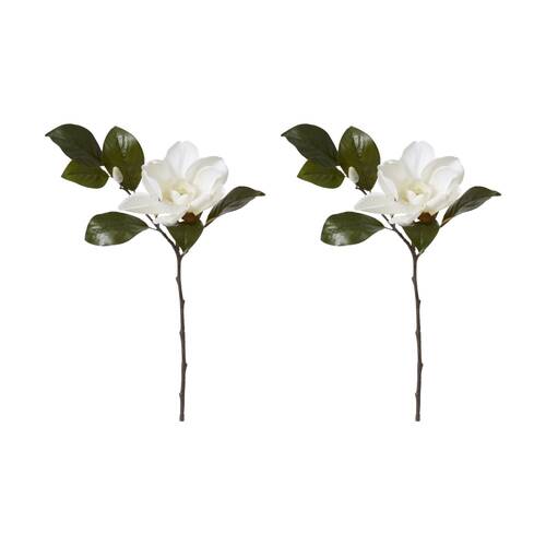 2PK E Style Magnolia Floral Stem White Artificial Flower 31x23x81cm