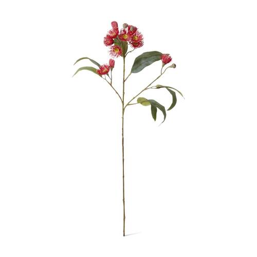 E Style Eucalyptus Flowering Spray Red Artificial Floral Plant 17x8x76cm