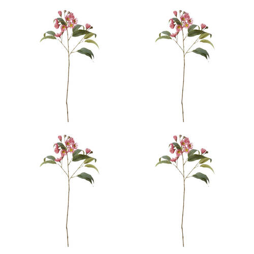 4PK E Style Eucalyptus Flowering Spray Artificial Flower Soft Pink 17x8x76cm