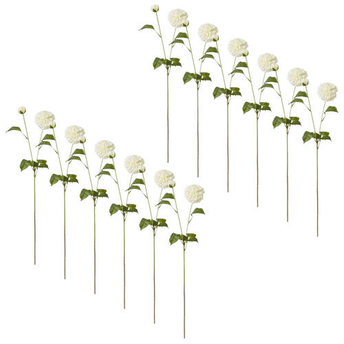 12PK E Style Dahlia Pom Spray Artificial Flower White 15x15x72cm