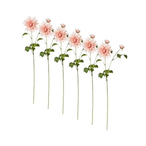 6PK E Style Dahlia Spray Artificial Flower Home Decor Pink 18x15x72cm
