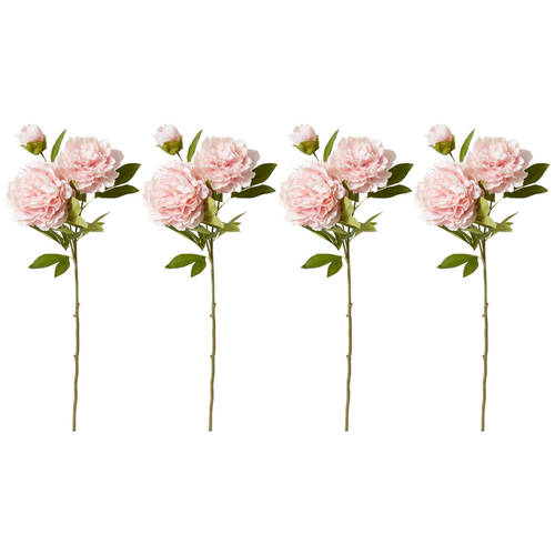 4PK E Style Peony Queen Spray Stem Artificial Flower Blush Pink 30x20x76cm