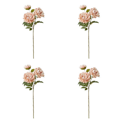 4PK E Style Peony Queen Spray Stem Artificial Flower Pink 30x20x76cm