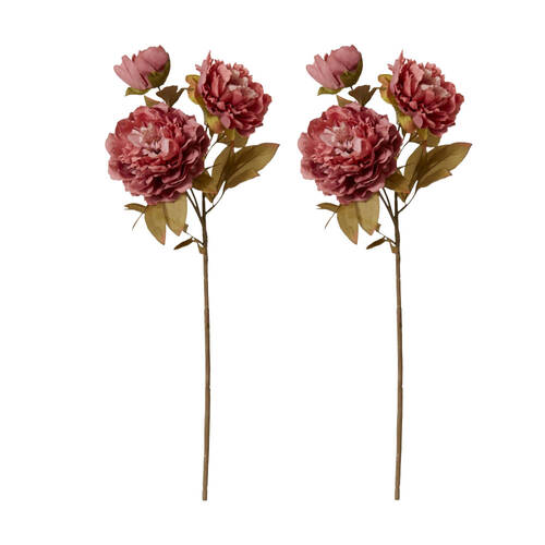 2PK E Style Peony Queen Decor Spray Stem Artificial Flower Mauve 30x20x76cm