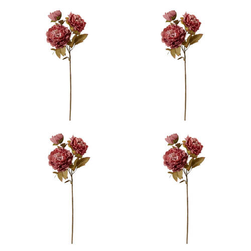 4PK E Style Peony Queen Decor Spray Stem Artificial Flower Mauve 30x20x76cm