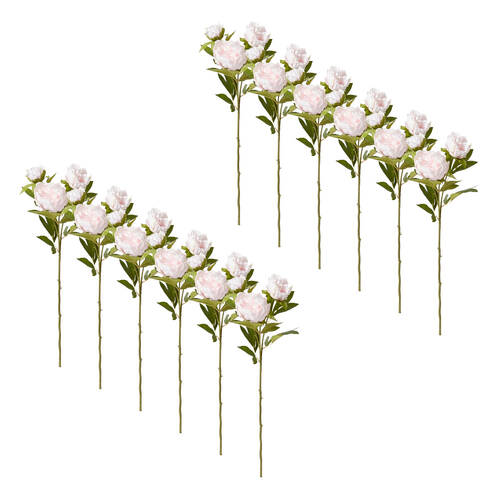 12PK E Style Classic Peony Spray Stem Artificial Flower Soft Pink 27x24x75cm