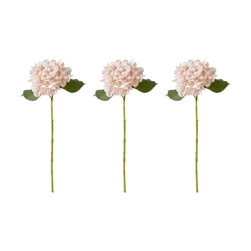 3PK E Style Hydrangea Classic Small Stem Artificial Flower Pink 20x20x61cm