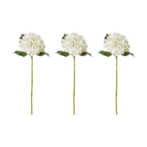 3PK E Style Hydrangea Classic Small Stem Artificial Flower White 20x20x61cm