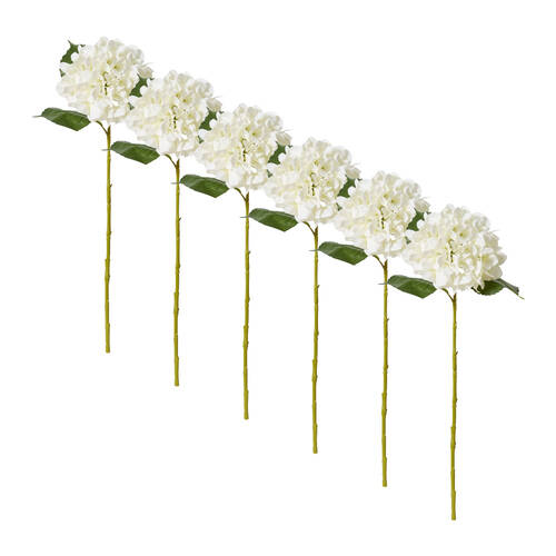 6PK E Style Hydrangea Classic Small Stem Artificial Flower White 20x20x61cm