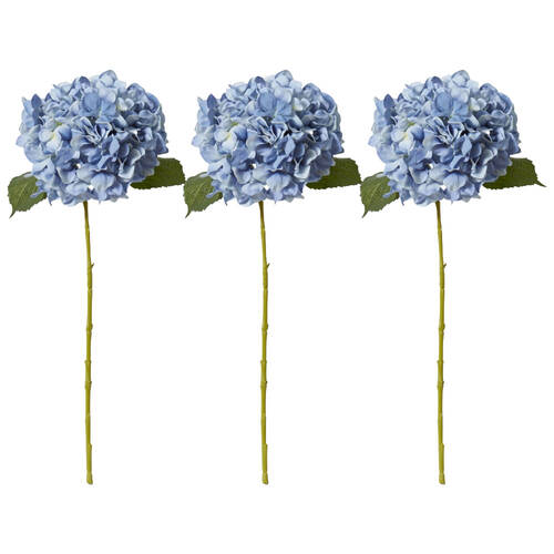 3PK E Style Hydrangea Classic Large Stem Artificial Flower Blue 23x23x65cm