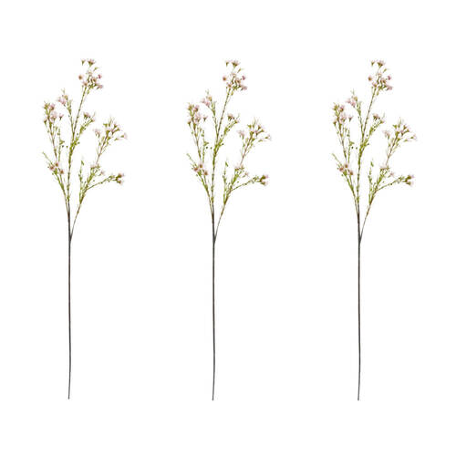 3PK E Style Wax Flower Spray Stem Artificial Floral Plant Pink 18x15x68cm