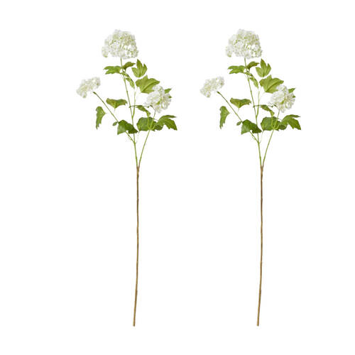 2PK E Style Snowball Spray Stem Artificial Flower White 17x7x77cm