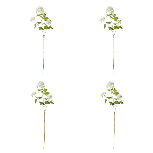 4PK E Style Snowball Spray Stem Artificial Flower White 17x7x77cm