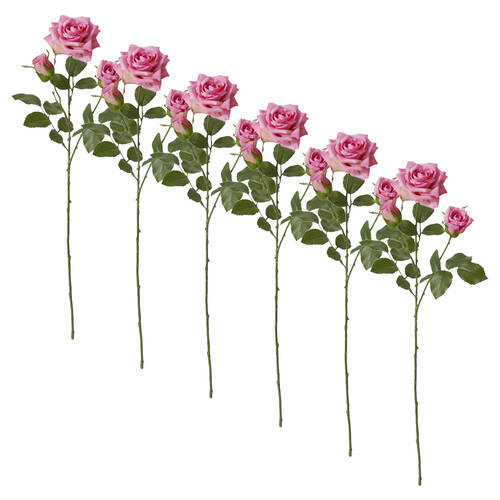 6PK E Style Rose Classic Spray Stem Artificial Flower Pink 13x7x56cm