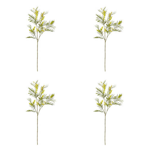 4PK E Style Wattle Pick Spray Stem Artificial Flower Decor Yellow 15x8x79cm