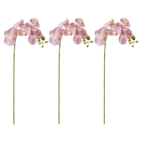 3PK E Style Phalaenopsis Orchid Stem Artificial Flower Pink 25x10x55cm