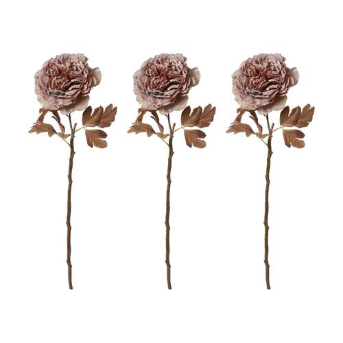 3PK E Style Peony Decor Stem Artificial Flower Dusty Mauve 17x17x69cm