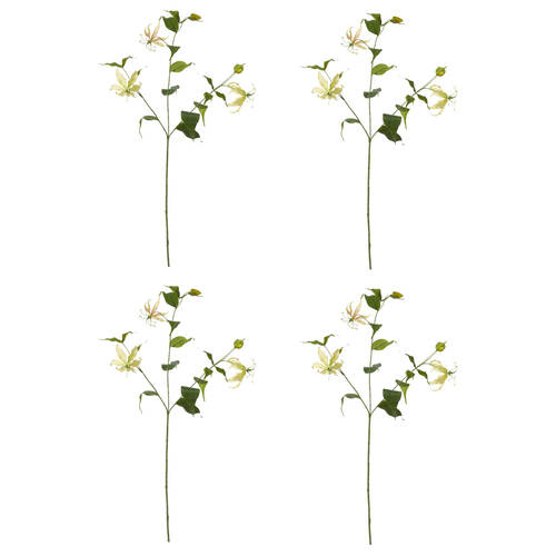 4PK E Style Gloriosa Spray Stem Artificial Flower Yellow Green 19x6x90cm