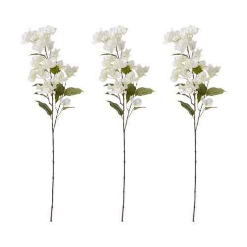 3PK E Style Bougainvillea Spray Stem Artificial Flower White 18x9x86cm