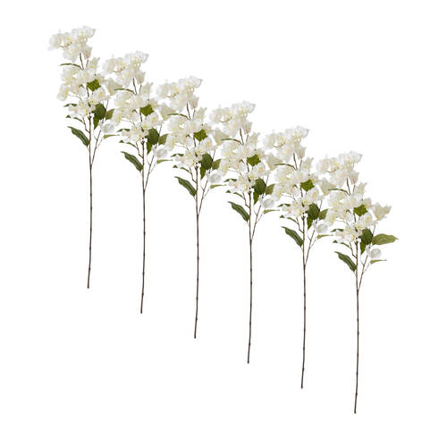 6PK E Style Bougainvillea Spray Stem Artificial Flower White 18x9x86cm