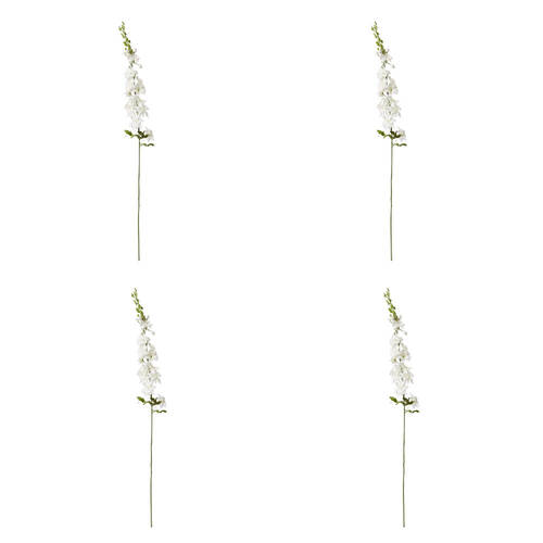 4PK E Style Delphinium Stem Durable Artificial Flower Decor White 15x7x99cm