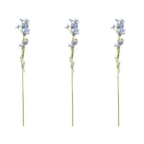 3PK E Style Larkspur Spray Artificial Flower Stem Decor Soft Blue 11x6x71cm