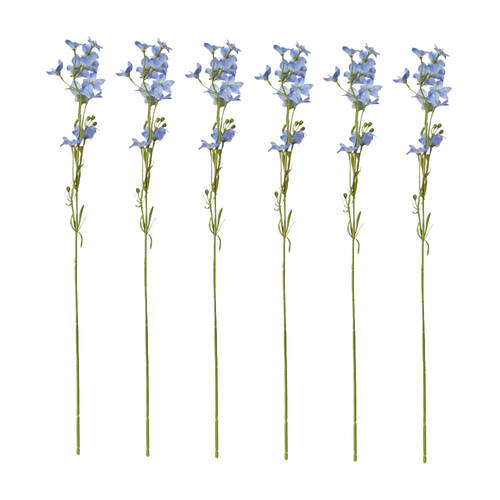 6PK E Style Larkspur Spray Artificial Flower Stem Decor Soft Blue 11x6x71cm