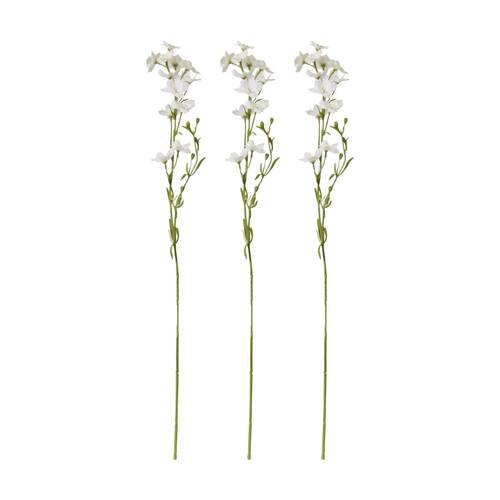 3PK E Style Larkspur Spray Artificial Flower Stem Decor White 11x6x71cm