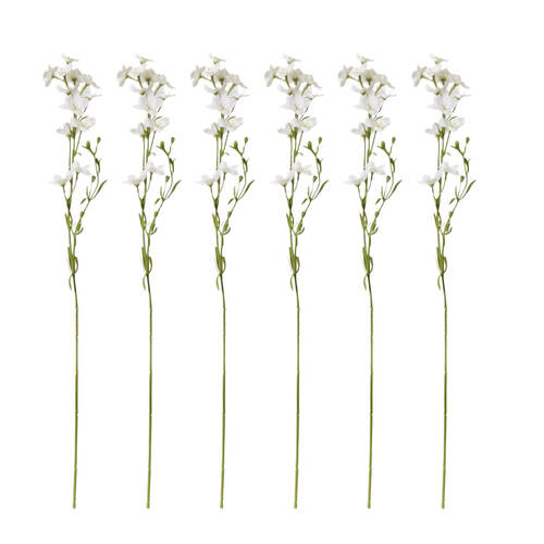 6PK E Style Larkspur Spray Artificial Flower Stem Decor White 11x6x71cm